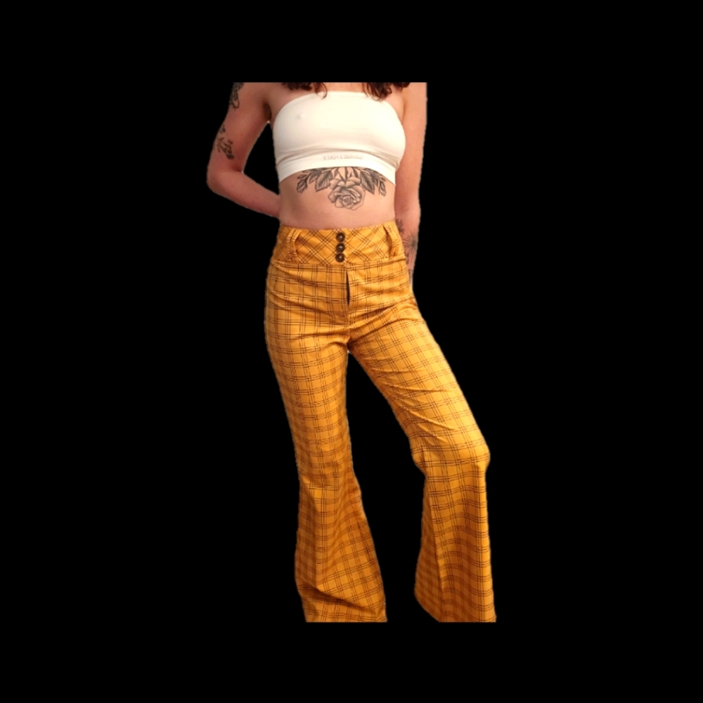 Clueless Vibes Flared Plaid Pants